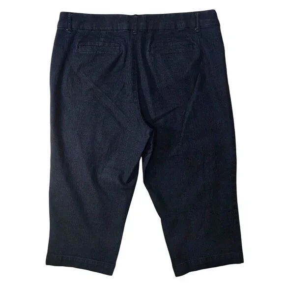 St. John's Bay Blue Capri Cropped Dark Wash Cotton Stretch Trouser Pants Plus 16 - Picture 3 of 7